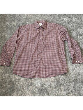 EC L.L. Bean Button Up Orange / Navy Plaid Shirt - Size XL REG